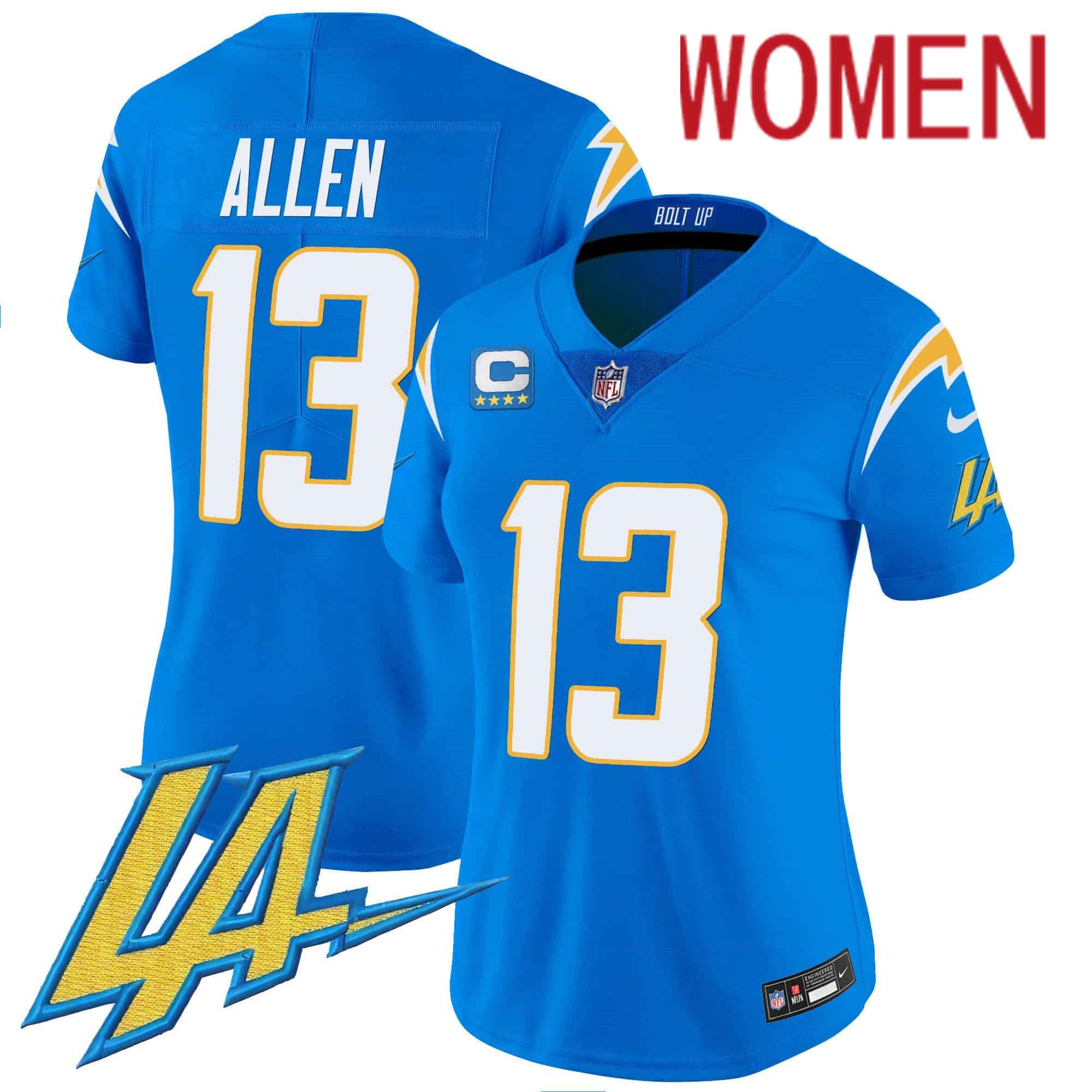 Women Los Angeles Chargers #13 Allen Light Blue 2024 Nike Vapor Limited NFL Jersey style 1->women nfl jersey->Women Jersey